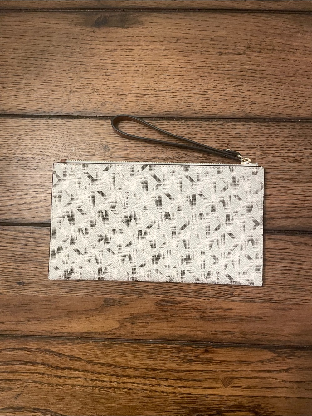 NWOT Michael Kors MK Jet Set Wristlet Clutch Wallet Tan Leather Strap - Picture 2 of 7